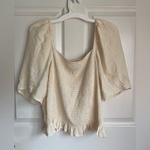 Express tan and gold striped blouse perfect for summer - size extra large